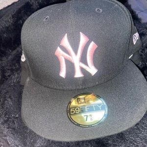Black and Pink fitted MLB hat